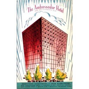 The Ambassador Hotel Washington D. C. Postcard Artist View